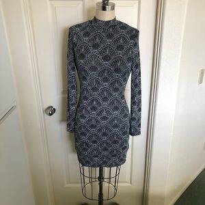 Shiny silver black tight dress